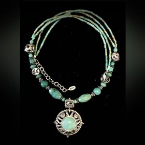 Barse 925 "20" Genuine Turquoise and Sterling Silver necklace.